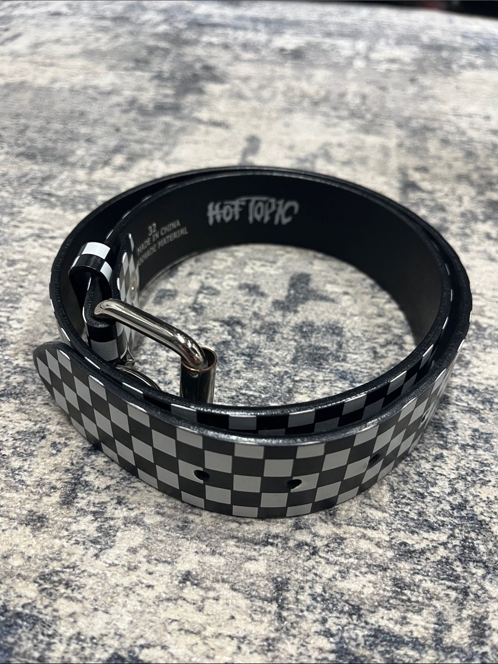 Hot Topic Black & White Checkered Men's Belt